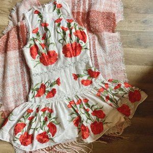 White Floral Embroidered Dress